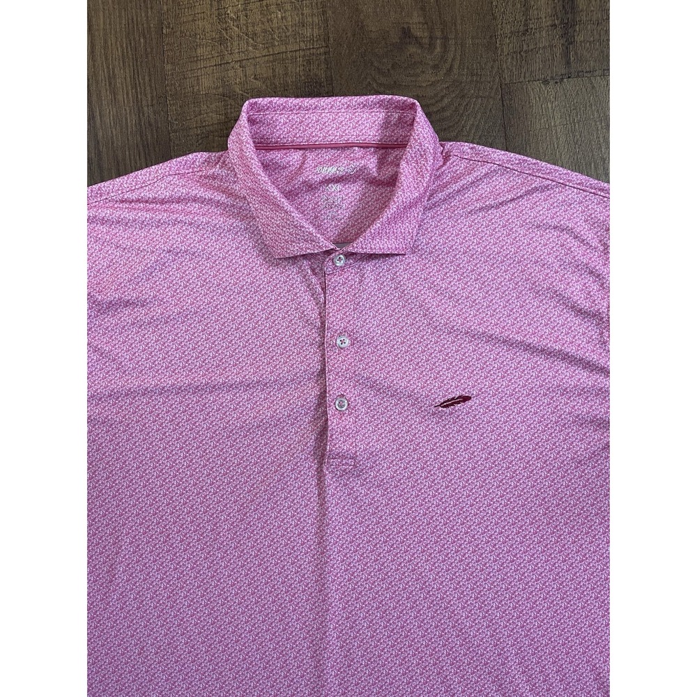 Johnnie-O Mens Geomeric Dot Pink Golf Polo Short Sleeves Shirt Men's Size XXL
